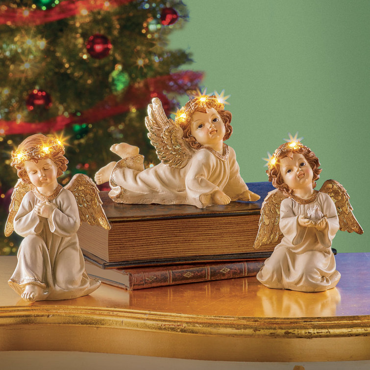 The Holiday Aisle® 3 Piece LED Lighted Accent Angels Tabletop & Reviews